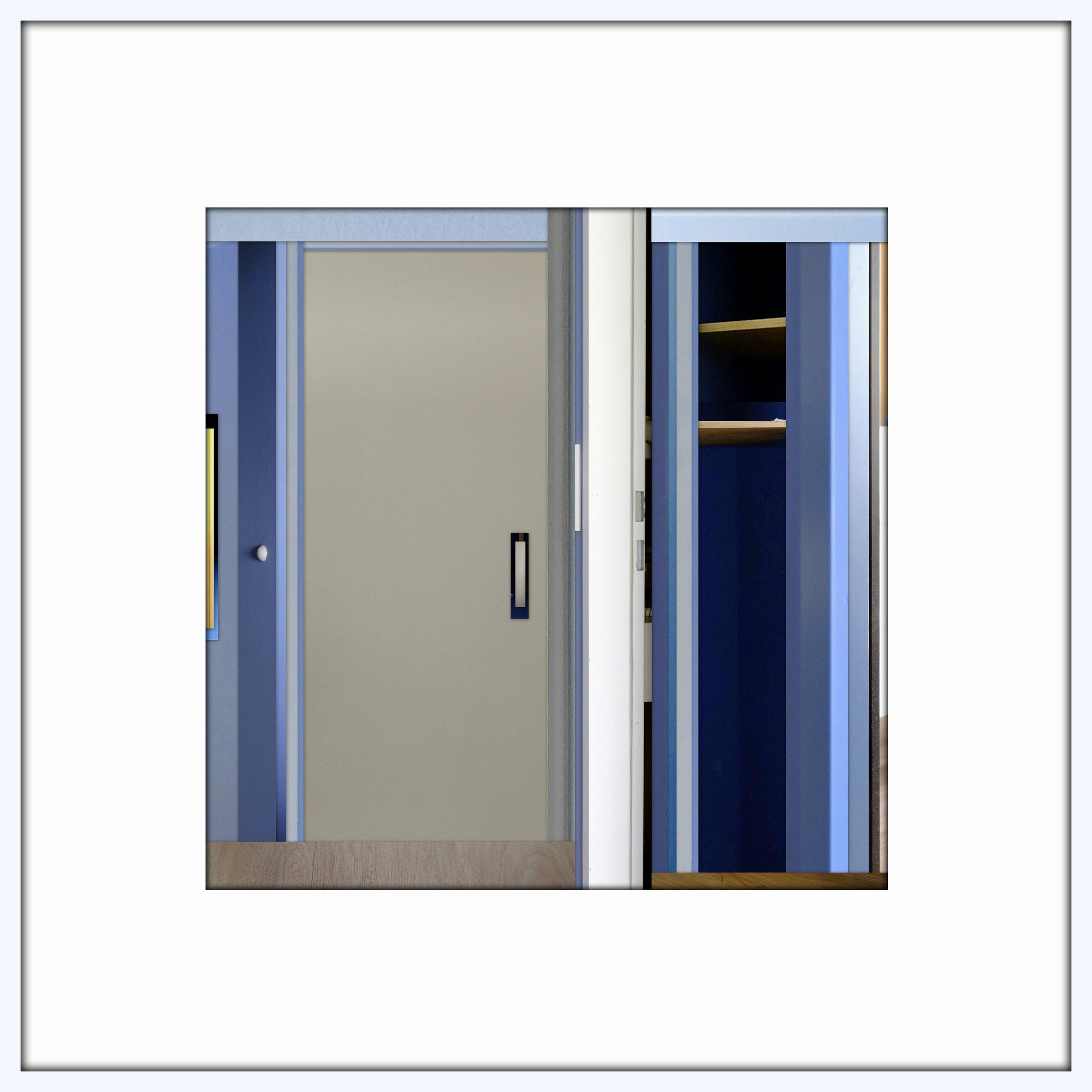 Abstrakte Nachbildung - Eingang und Garderobe Zimmer 221 Ibis Styles, Regensburg # 2025.10   - © Diana Hommel